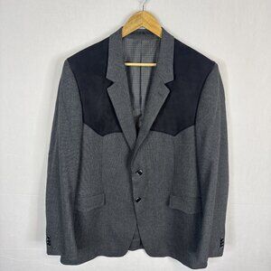 Pinto Ranch Western Sport Coat Jacket Tagged 40R Measures 42R Gray Blazer